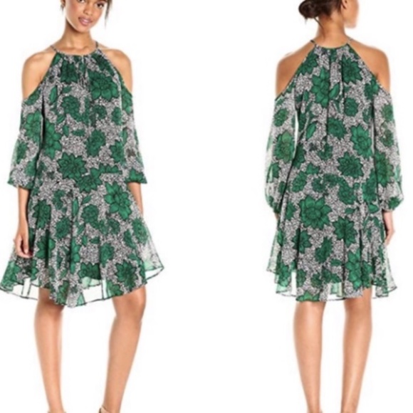 Donna Morgan Cold-Shoulder Floral Dress - Picture 1 of 9